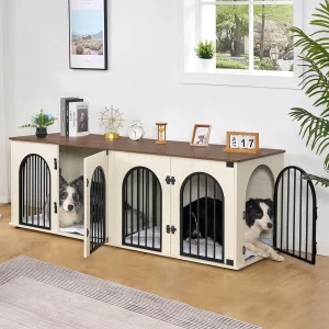 Wooden Dog Crate Furniture for 2 Dogs