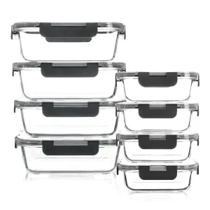 8-Piece Glass Food Storage Containers Set